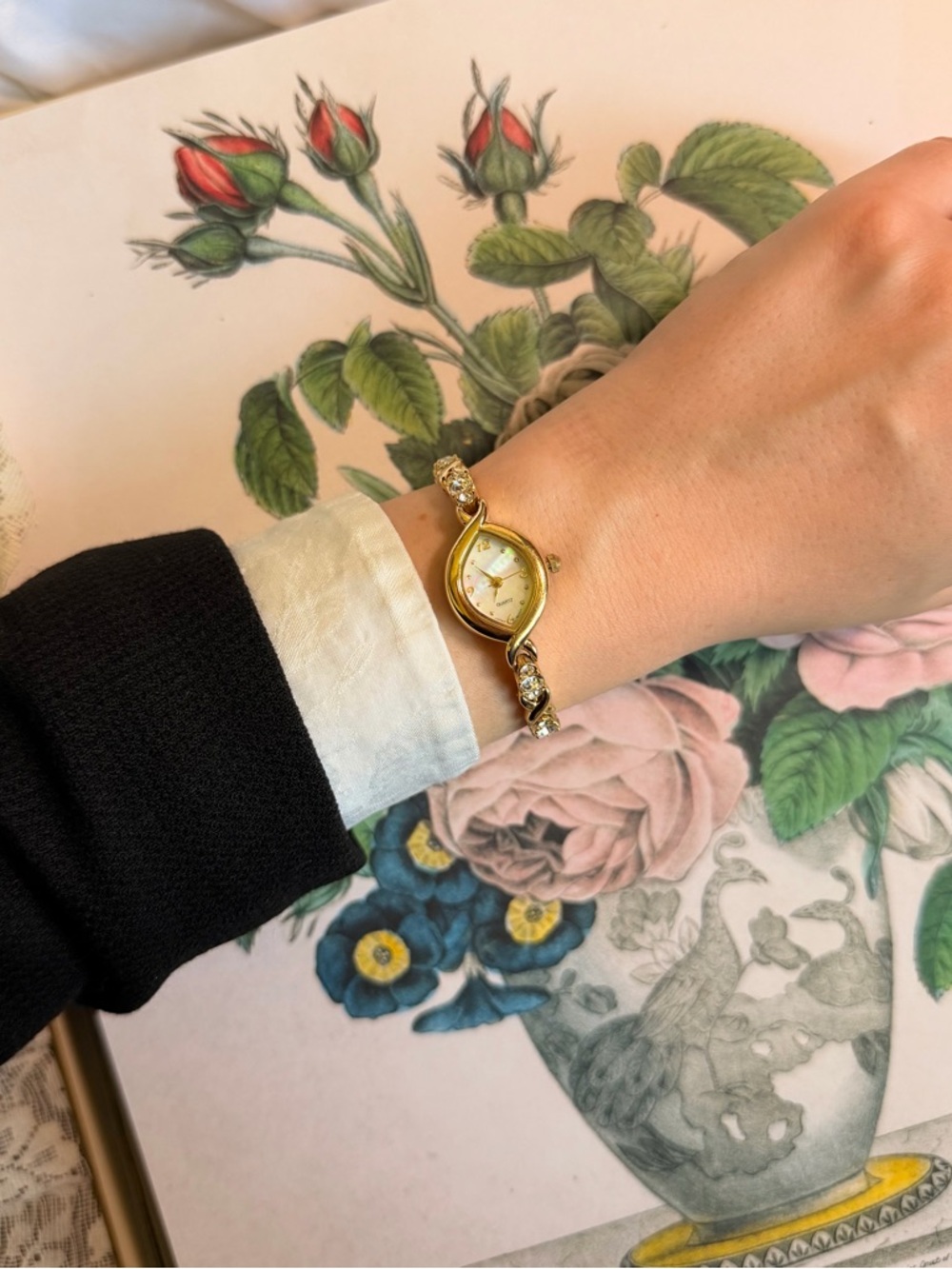 Gold-Tone Crystal Accent Women's Bracelet Watch
